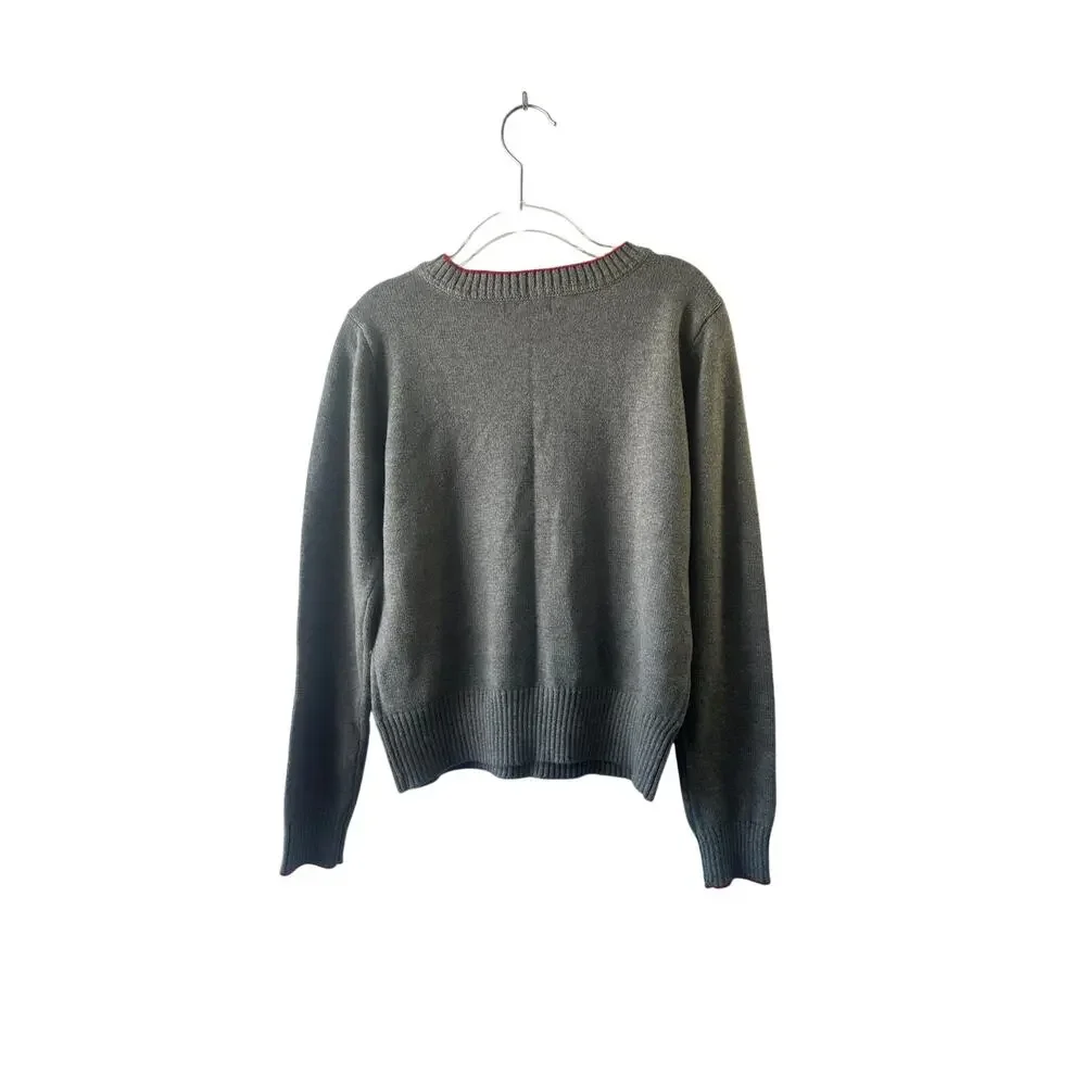 GAP Heather Gray Long Sleeve HAPPY Sweater Unisex Size 12 New